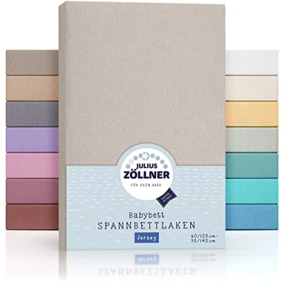 Image of Julius Zöllner Fitted Sheet for cots (60 x 120 cm/70 140 cm, Jersey Taupe)