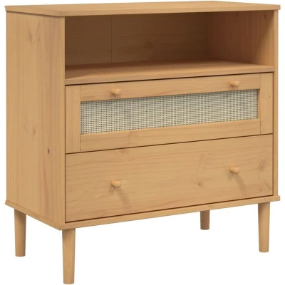 Image of vidaXL Sideboard SENJA Rattan Look Brown 80x40x80 cm Solid Wood Pine