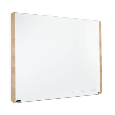 Image of Rocada Natural Whiteboard White Board Wooden Frame Dry Wipe Board, Magnetic and with Pen Tray Steel on Wood 75x115cm