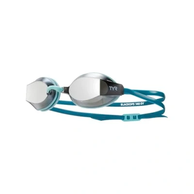 Image of TYR Blackops 140 EV Racing Mirrored Swim Goggles Adult Fit, Silver/blue, Small