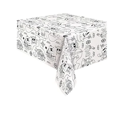 Image of Ahoy Pirate Coloring Adventure Paper Table Cover (137cm x 213cm) Perfect for Kids Parties &amp; Creative Playtime 1 Pc, Black, 54 84 inch