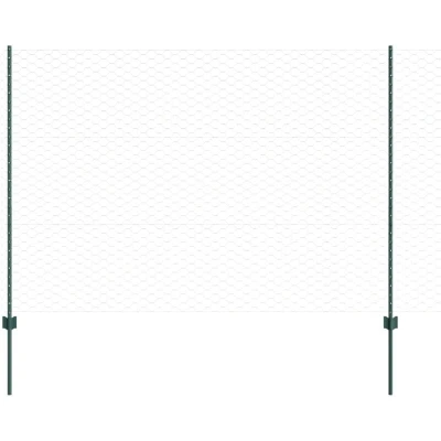 Image of vidaXL Garden Fence Set of 2 Green Metal 25 x 1.5 m
