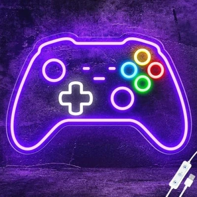 Image of CULOIS Gamer Neon Sign, Gamepad Shaped LED Sign for Room Decor, Gaming Wall USB Powered Best Gifts Teens, Boys, Kids