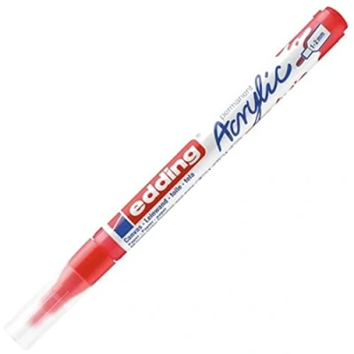 Image of edding 5300 acrylic marker fine red 1 waterproof paint round nib 2mm pen for drawing on canvas, art paper and wood markers pebbles