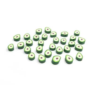 Image of Vintageparts FACHHANDEL FÜR SCHMUCKZUBEHÖR Polymer Clay Avocado Beads (Pack of 30)