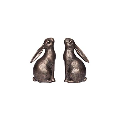 Image of Creative Co Op Decorative Resin Rabbit Bookends, Bronze, Set of 2