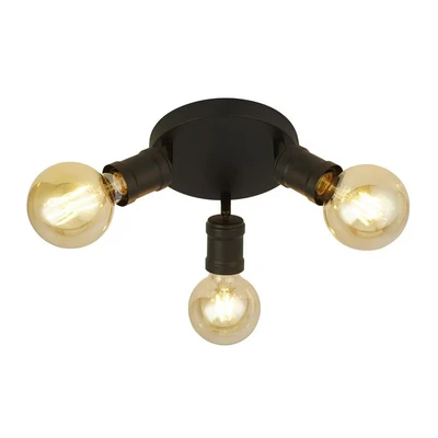Image of Searchlight Dance downlight, 3 bulb, black, metal, E27, Ø 30 cm