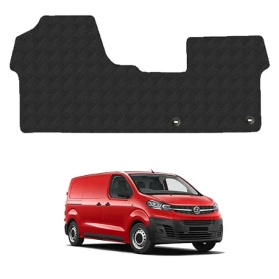 Image of Rubber Floor Mats for the Vauxhall Vivaro (2019+) UK Models Custom Van Accessory Tailored fit Heavy Duty, Waterproof &amp; Anti Slip Work with Clips