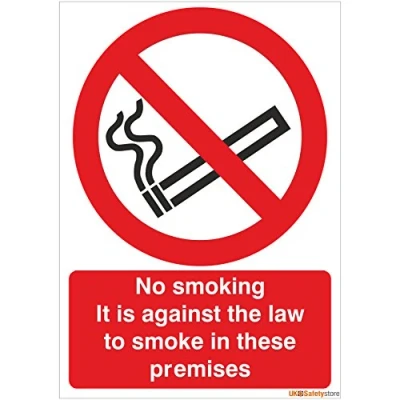 Image of No Smoking It Is Against The Law To Smoke In These Premises Sign 150mm x 200mm Self Adhesive