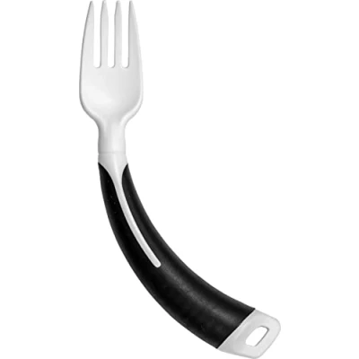 Image of Aidapt Curved/Angled Fork (Left Handed) for use by The Elderly, Those with a Poor Grip or Limited Wrist Movement and Suffering Parkinson&#039;s Disease Arthritis. More Comfortable Dining