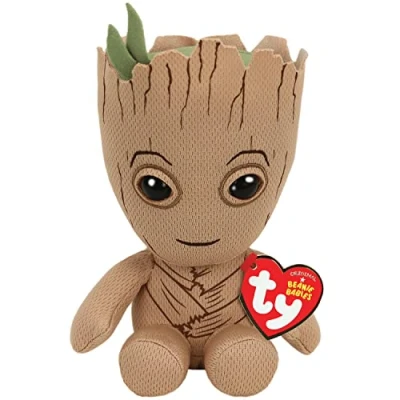 Image of TY Marvel Avengers Groot Regular, Licensed Squishy Beanie Baby Soft Plush Toys, Collectible Cuddly Stuffed Teddy