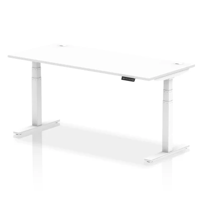 Image of Air 1800x800mm Height Adjustable Desk White Top Cable Ports Leg
