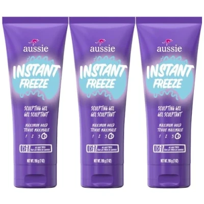 Image of Aussie Instant ze Sculpting Maximum Hold Hair Gel with Jojoba Oil, Seaweed and Australian Aloe 200ml (Pack of 3)