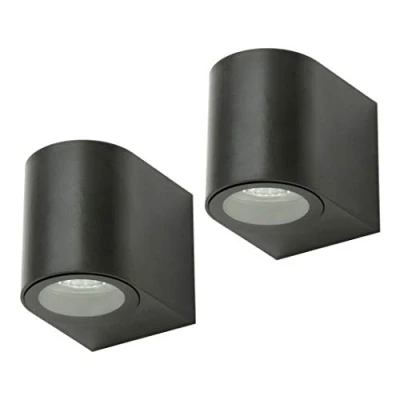 Image of LITECRAFT Wye Up or Down Outdoor Wall Light IP44 LED Fitting in Black 2 Pack