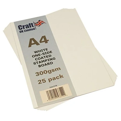 Image of Craft UK 2176 A4 White Stamping Board 300 gsm 25 Sheets