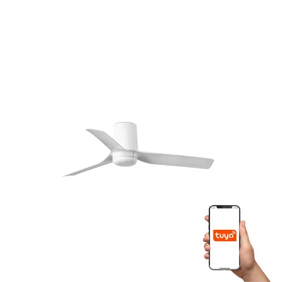Image of Mini Punt Tub Small 3 Blade Ceiling Fan Matt White Tuya Smart System