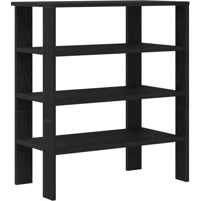 Image of vidaXL Engineered Wood Shoe Rack Black Organizer 61x32x70 cm Compact Storage for Entryways
