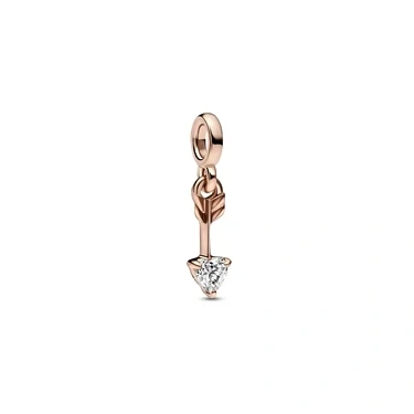 Image of Pandora ME Arrow 14k rose gold plated mini dangle with clear cubic zirconia