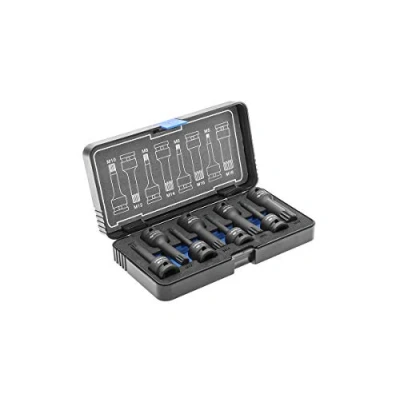 Image of Högert Compressed Air Impact Wrench Spline 8 Pieces 1/2 Inch CrMo