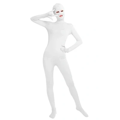 Image of lucky baby store Girls&#039; Women&#039;s Cos Bodysuit Eyes Open Mouth Spandex Zentai Unitard (XL, White)