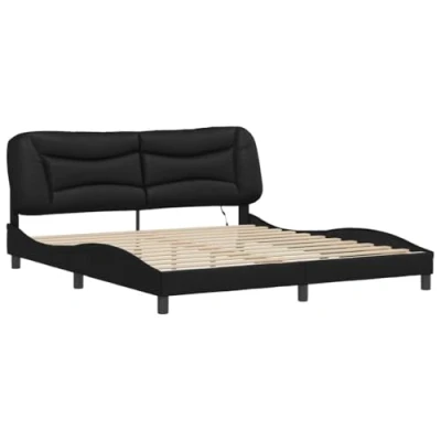 Image of vidaXL Faux Leather Bed Frame with LED Light Black 180 x 200 cm