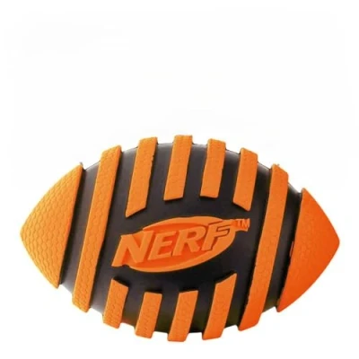Image of Nerf Dog Rubber Football Toy with Spiral Squeaker, Lightweight, Durable and Water Resistant, 5 Inch Diameter for Medium/Large Breeds, Single Unit, Orange (8915)