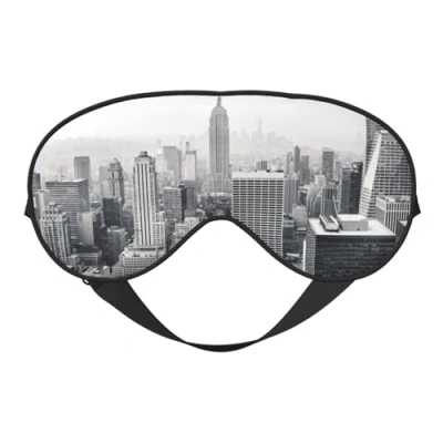 Image of Black and White New York Soft Eye Mask â“ Dual Sided Comfortable Sleep Aid for Serenity Relaxation, Cover, Blindfold, Light Blocking Mask, Travel Portable