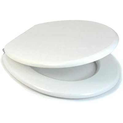 Image of 18&quot; Wooden Toilet SEAT Bathroom WC with Fittings Easy Clean Heavy Duty New White