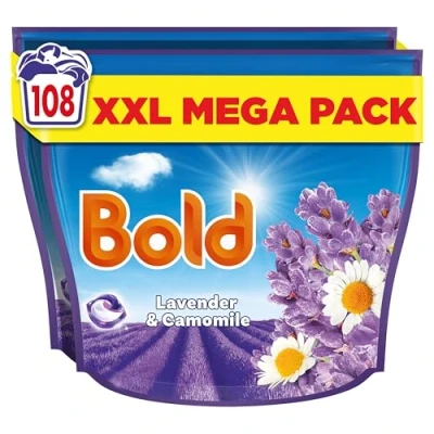 Image of Bold PODS Washing Liquid Laundry Detergent Capsules 108 Washes, Lavender &amp; Camomile, Outdoor Freshness That Lasts And Lasts, With Built In Lenor Softener