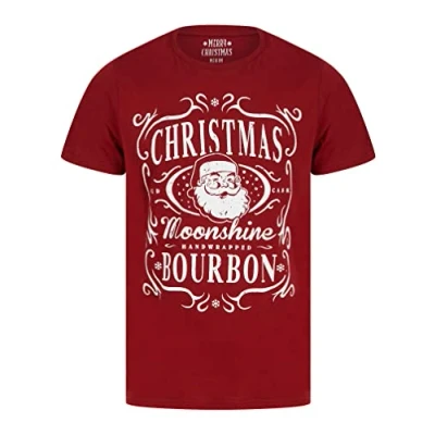 Image of Tokyo Laundry Men&#039;s Xmas Bourbon Motif Novelty Cotton Christmas T Shirt