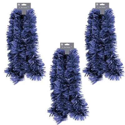 Image of Widdle Gifts 6 Metre Chunky Tinsel Tree Room Christmas Decoration 3 Lengths 2 (Midnight Blue 3356)