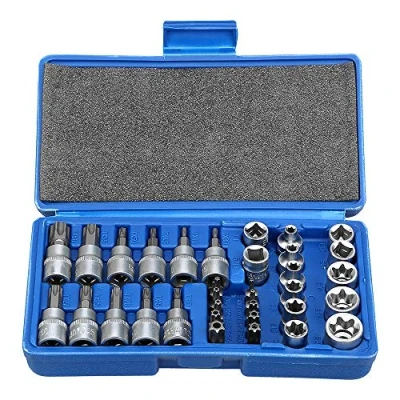 Image of Uten 34pcs Torx Bit Socket Set 3/8&quot; 1/4&quot; T10 T60 Drive Star Sockets E4 E20 Handheld Tool