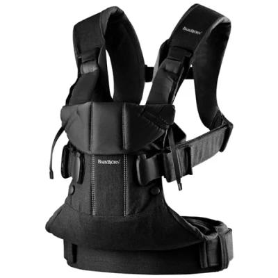 Image of BabyBjörn One Baby Carrier Woven Mix Black