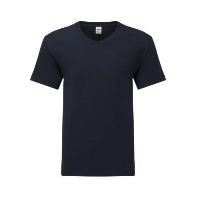 Image of Fruit of the Loom Mens Iconic 150 V Neck T Shirt (Dark Navy) Cotton Size X Large