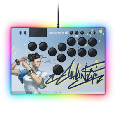 Image of Razer Kitsune All Button Optical Arcade Controller for PS5 and PC (Precise Quad Movement Layout, Low profile Linear Switches, Slim, Portable Form Factor) Chun Li Ed.