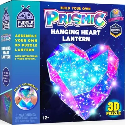Image of Prismic Make Your Own 3D Hanging Heart Lantern Craft Kit for Kids Age 8 12 Unique DIY Girls Birthday Presents, Cool Gifts 10 Year Olds Girls, Teenage Gifts, Engaging Fun with LED Glow