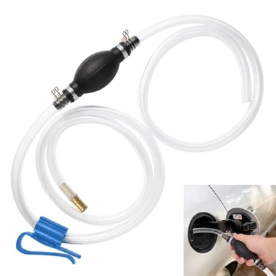 Image of Siphon Pump for Gasoline Gas Oil Fuel Petrol Diesel Fluid Water Fish Tank,Gas Hose Pump,Fuel with 2 Durable PVC Syphon Hoses Clip,Metal Buckles