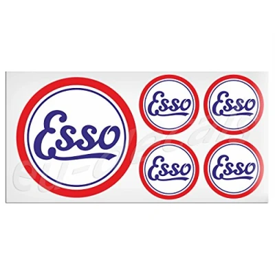 Image of 1X 100mm 4* &amp; 4X 50mm 2&quot; Vintage Esso Oil Laminated Decal Sticker classic retro for helmet car bike scooter MioVespa collection