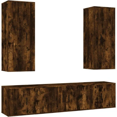 Image of vidaXL 5 Piece TV Cabinet Set Smoked Oak Engineered Wood