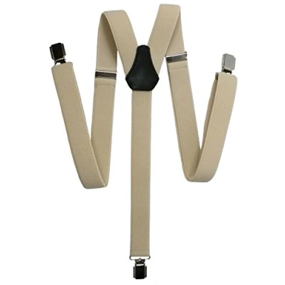 Image of Unisex Skinny Style fully adjustable Clip on Braces/Suspenders, 2.5cm Light Cream