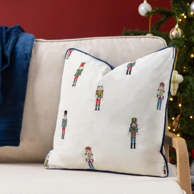 Image of furn. Classic Nutcracker Embroidered Feather Filled Cushion Multicolour Size 43 cm x