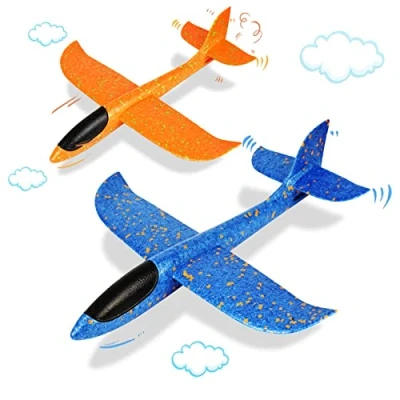 Image of VCOSTORE Foam Gliders Plane For Kids 2Pcs Large Airplane Toy Polystyrene Aeroplane Toys Flying Manual,EEP,Inertia,Durable Family Outdoor Sport