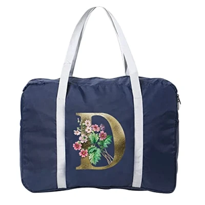 Image of Cabin Bag 45x36x20 for Easyjet Airlines Underseat Travel Holdall Carry on Hand Luggage Weekend Packable Duffel Bag,Sports Fitness (Golden Flower D)