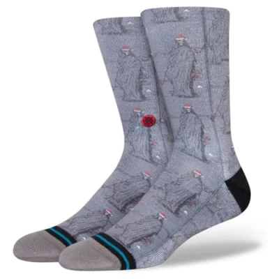Image of Stance Happy Holideath Crew Socks Grey Patterned Christmas Santa Calf Large