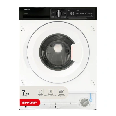 Image of Sharp ES NIH714BWA EN Integrated 7kg Washing Machine with 1400 rpm White A Rated