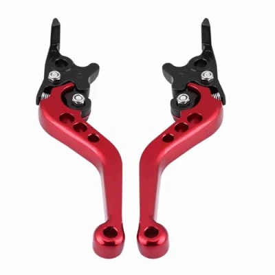 Image of EBTOOLS Adjustable Brake Levers Motorcycle Double Disc Handle,Universal Scooter Modified CNC Aluminum Alloy Lever Horn (1 Pair)(Red)