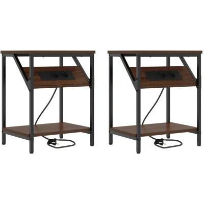 Image of vidaXL Bedside Cabinets 2 pcs Brown oak Engineered wood