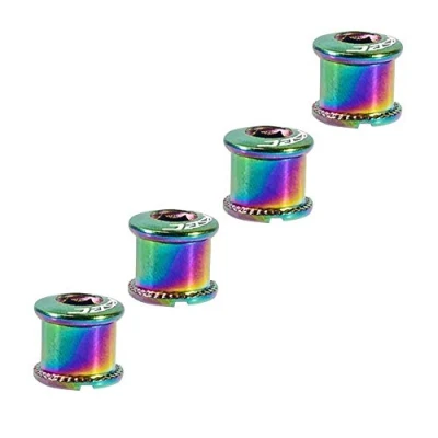 Image of MiOYOOW 4Pcs Bike Chainring Bolts, Disc Chainwheel Screws Crankset Single/Double Bolts &amp; Nuts Fixing for Road Mountain BMX MTB
