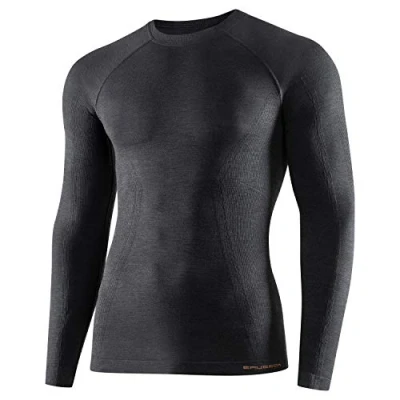 Image of BRUBECK Mens Base Layer Thermal Winter top Merino Wool Men’s Long Sleeve Underwear Tops Men&#039;s Breathable Outdoor/Indoor Sports for Men Dark Grey