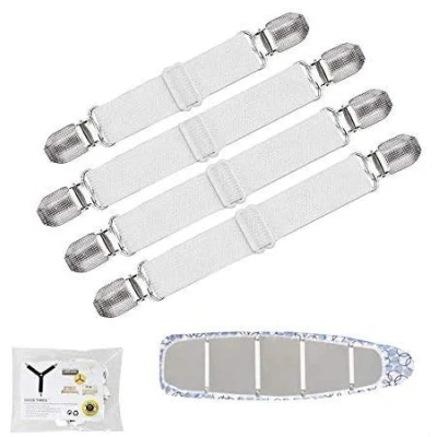 Image of GOODTIMES Premium Ironing Board Cover Clips Fasteners to Keep Flat and Secure on The Pack of 4 (White)